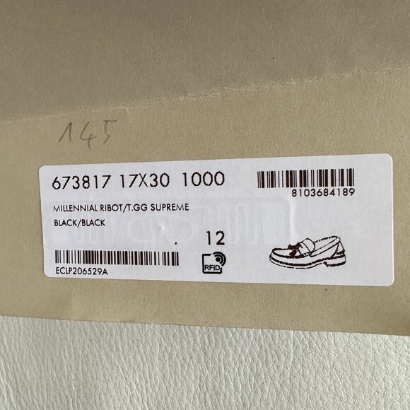 NEW GUCCI SUPREME TASSEL BLACK LEATHER & CANVAS MEN’S SHOES US 13 / 12 G $920 - Picture 10 of 10